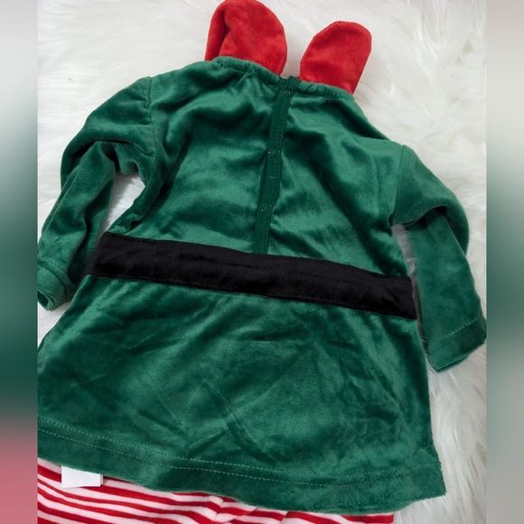 Zara Christmas Collection Baby Velour Elf Two-piece Outfit Pajamas 1-6 mos New! - Picture 8 of 9